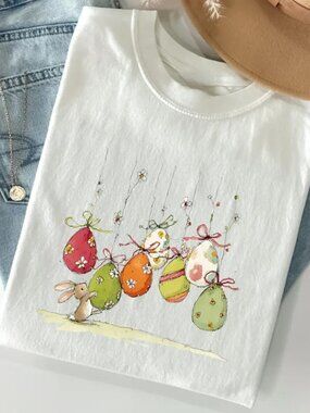 Graphic Easter Bunny Shirt, Cute Spring Bunny T-shirt